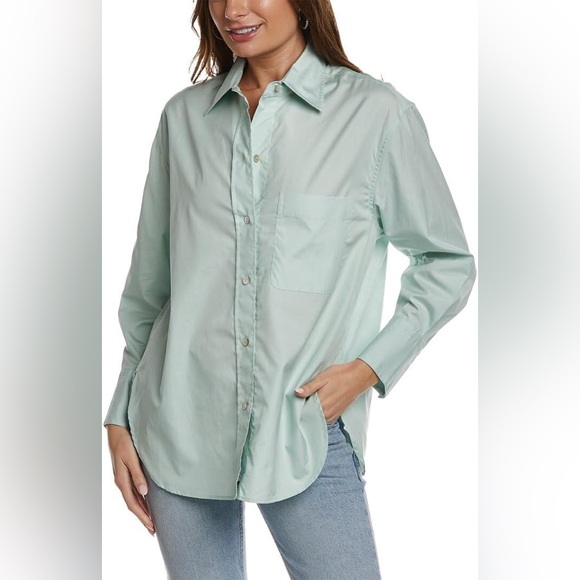 Vince Tops - Vince Pale Mint Cotton Button-Down Shirt
